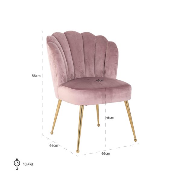 S4445 PINK VELVET - Chair Pippa pink velvet / gold (Quartz Pink 700)