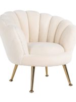 S4458 WHITE - Kids chair Charly white teddy / gold (White)