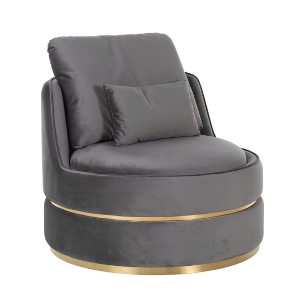 S4491 STONE VELVET - Easy Chair Kylie Stone velvet / gold (Quartz Stone 101)