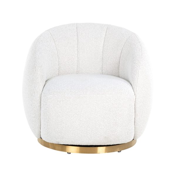 S4530 WHITE BOUCLÉ - Swivel easy chair Jago white bouclé / brushed gold (Copenhagen 900 Bouclé White)