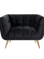 S5125 ANTRACIET VELVET - Easy Chair Huxley Antraciet velvet / Brushed gold (Quartz Antraciet 801)