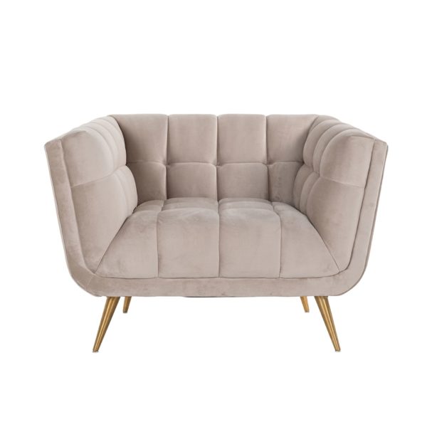 S5125 KHAKI VELVET - Easy Chair Huxley Khaki velvet / Brushed gold (Quartz Khaki 903)