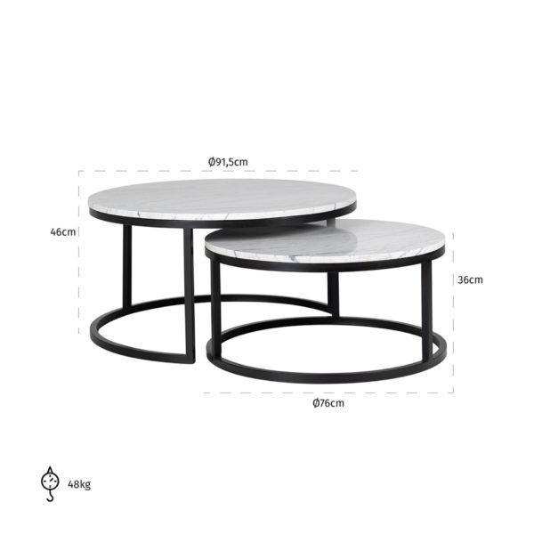 7051 - Coffee table Lexington set of 2 (White)