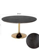 7441 - Dining table Blackbone gold 140Ø (Black rustic)