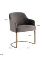 S4492 STONE VELVET - Chair Hadley stone velvet / brushed gold (Quartz Stone 101)