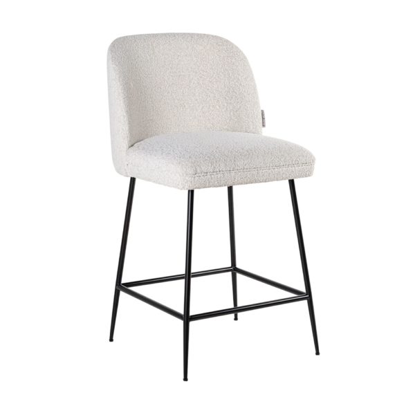 S4515 WHITE BOUCLÉ - Counter stool Pullitzer white bouclé / black (Copenhagen 900 Bouclé White)