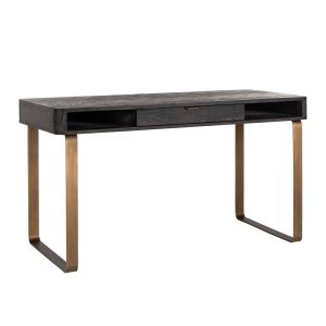 7371 - Desk Blackbone brass 1-drawer (Black rustic)