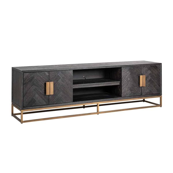 7374 - TV-Unit Blackbone brass 4-doors 200 (Black rustic)