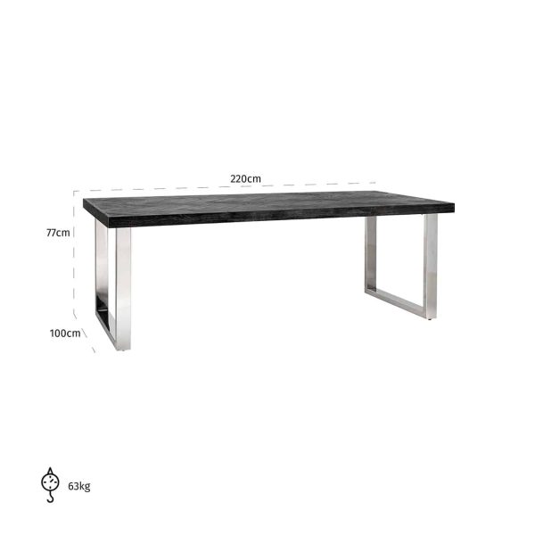 7419 - Dining table Blackbone silver 220 (Black rustic)