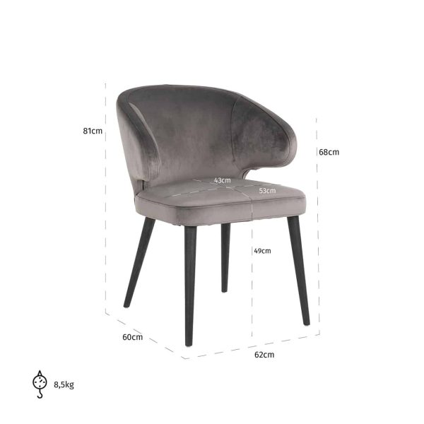 S4497 STONE VELVET - Chair Indigo stone velvet (Quartz Stone 101)