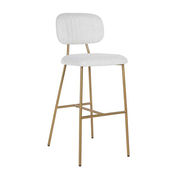 S4523 WHITE BOUCLÉ - Bar stool Xenia white bouclé / brushed gold (Copenhagen 900 Bouclé White)