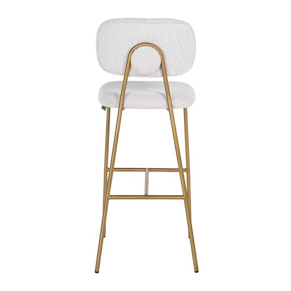 S4523 WHITE BOUCLÉ - Bar stool Xenia white bouclé / brushed gold (Copenhagen 900 Bouclé White)
