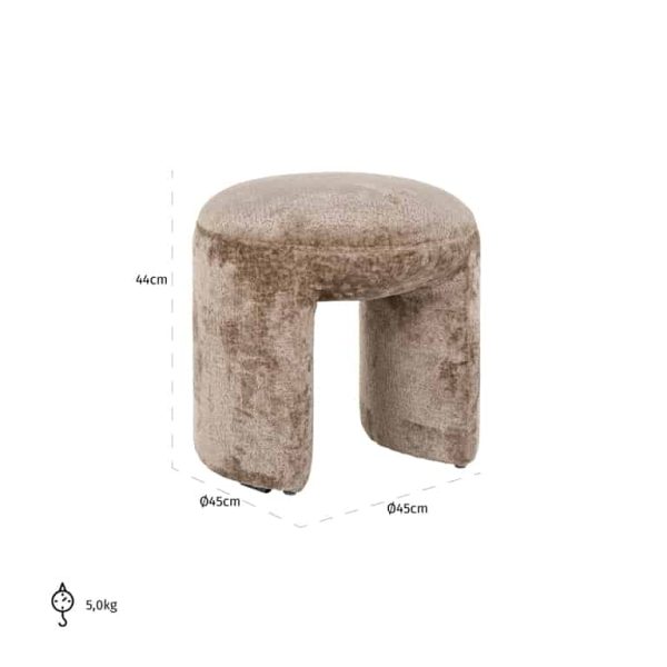 S4548 TAUPE CHENILLE - Pouffe Fargo taupe chenille (Bergen 104 taupe chenille)