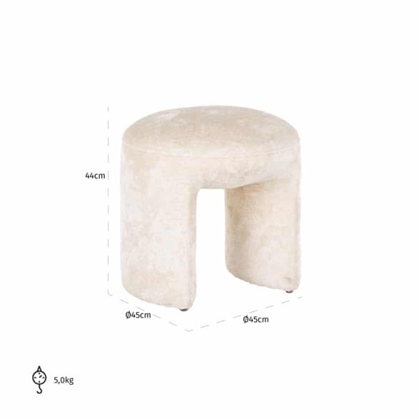 S4548 WHITE CHENILLE - Pouffe Fargo white chenille (Bergen 900 white chenille)