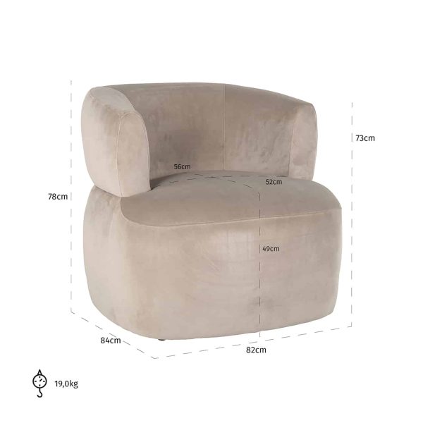 S4557 KHAKI VELVET - Easy chair Donna khaki velvet (Quartz Khaki 903)