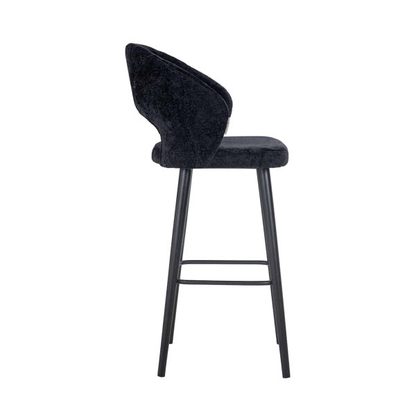S4562 BLACK CHENILLE - Bar stool Savoy black chenille (Bergen 809 black chenille)