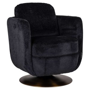 S4576 BLACK CHENILLE - Swivel easy chair Turner black chenille (Bergen 809 black chenille)