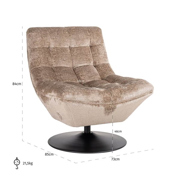 S4702 TAUPE CHENILLE - Swivel chair Sydney taupe chenille (Bergen 104 taupe chenille)